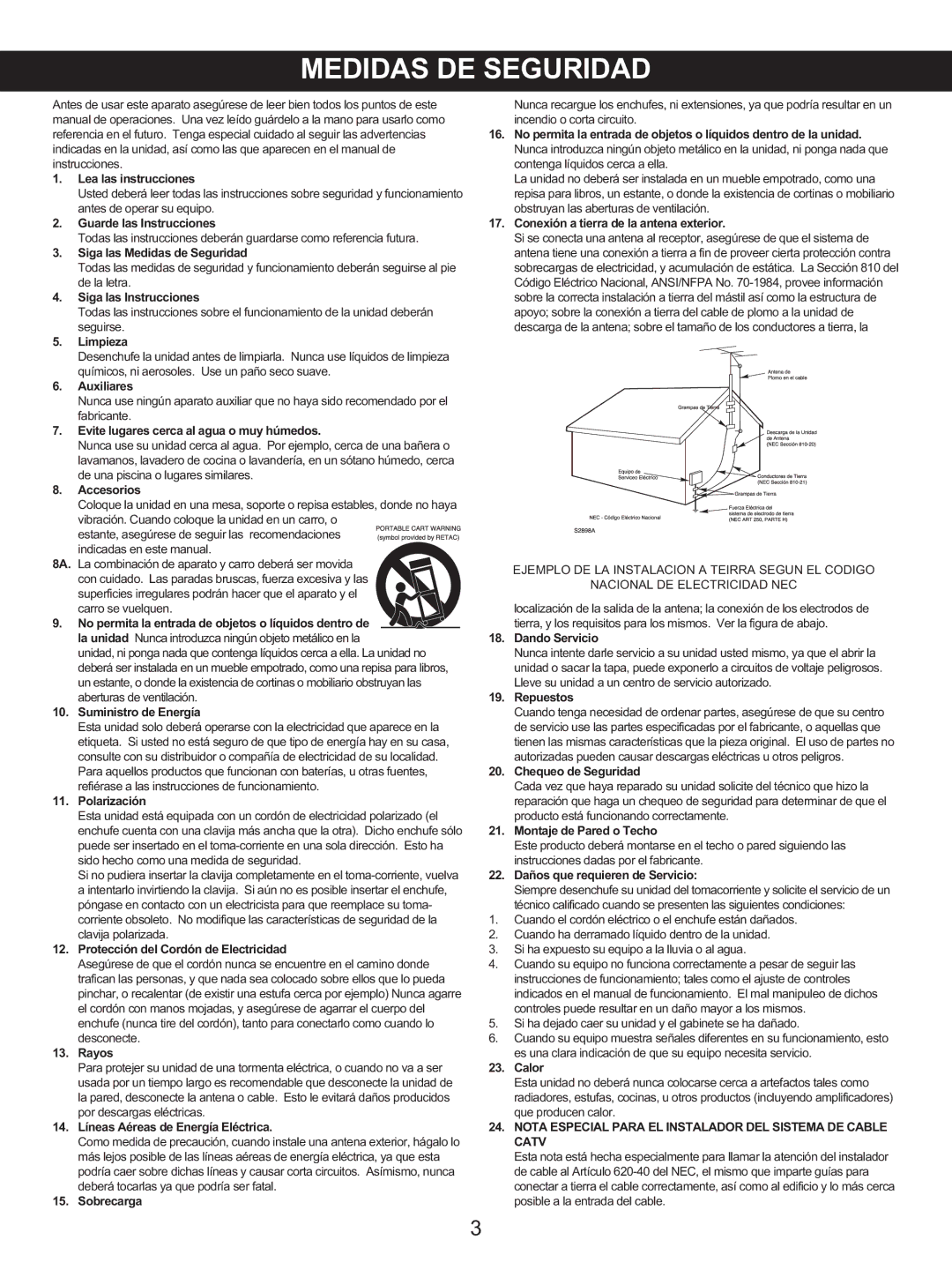 Memorex MKS2422 manual Nota Especial Para EL Instalador DEL Sistema DE Cable Catv 