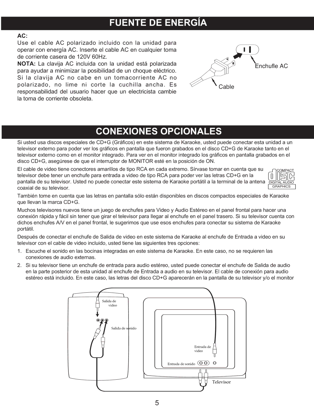 Memorex MKS2422 manual Enchufle AC 