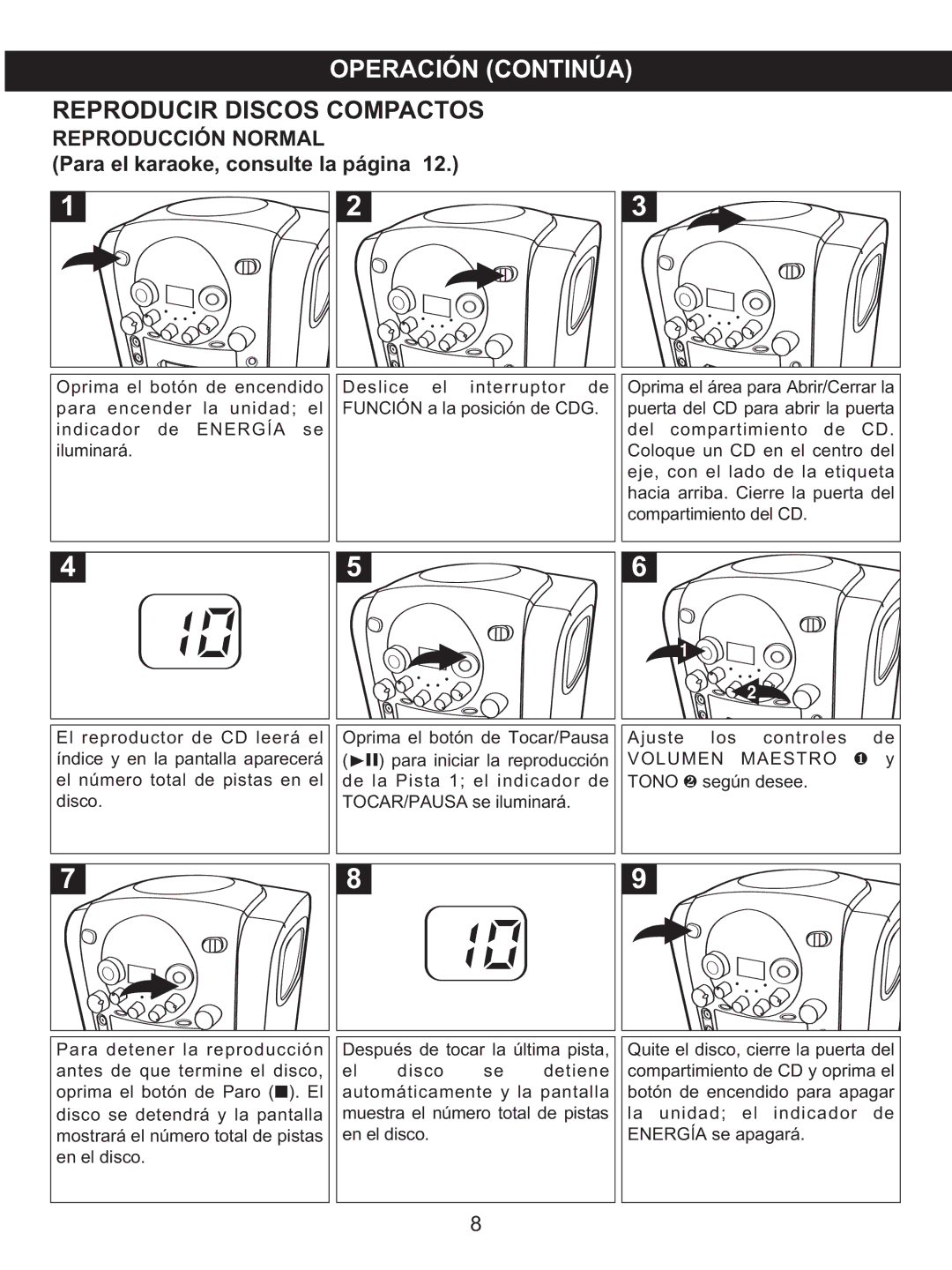 Memorex MKS2422 manual Operación Continúa, Reproducción Normal 