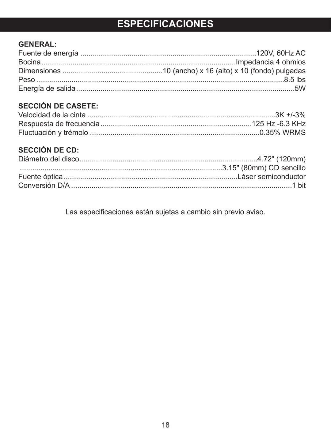 Memorex MKS2422 manual 120V, 60Hz AC 