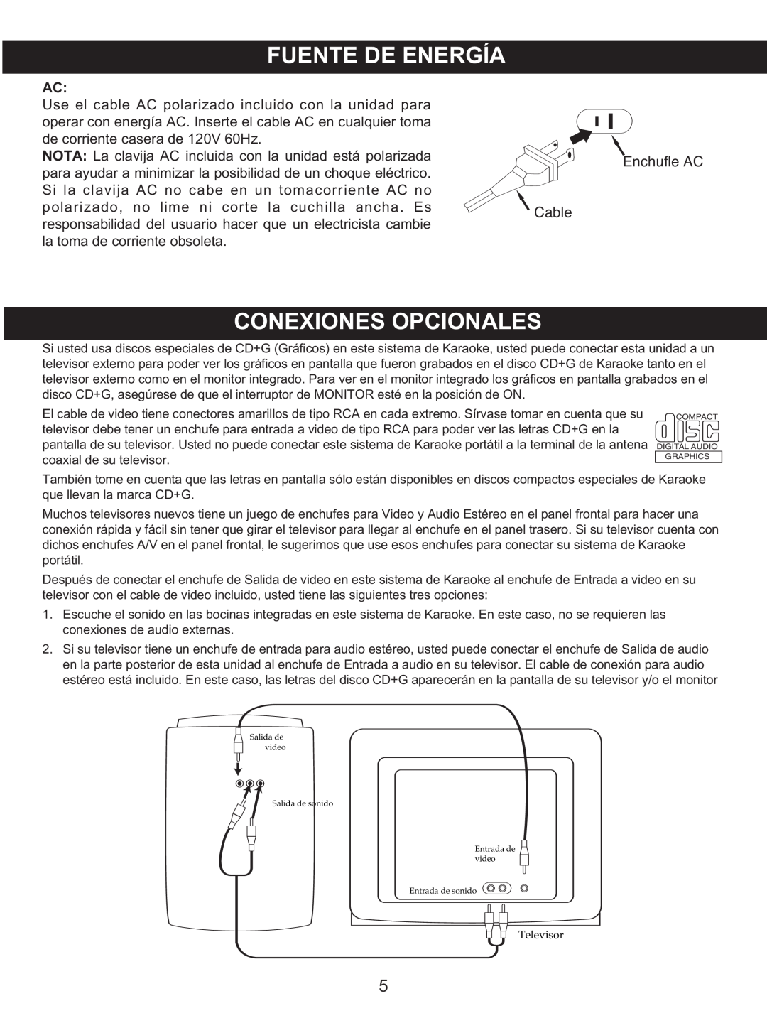 Memorex MKS2422 manual Enchufle AC, Cable 