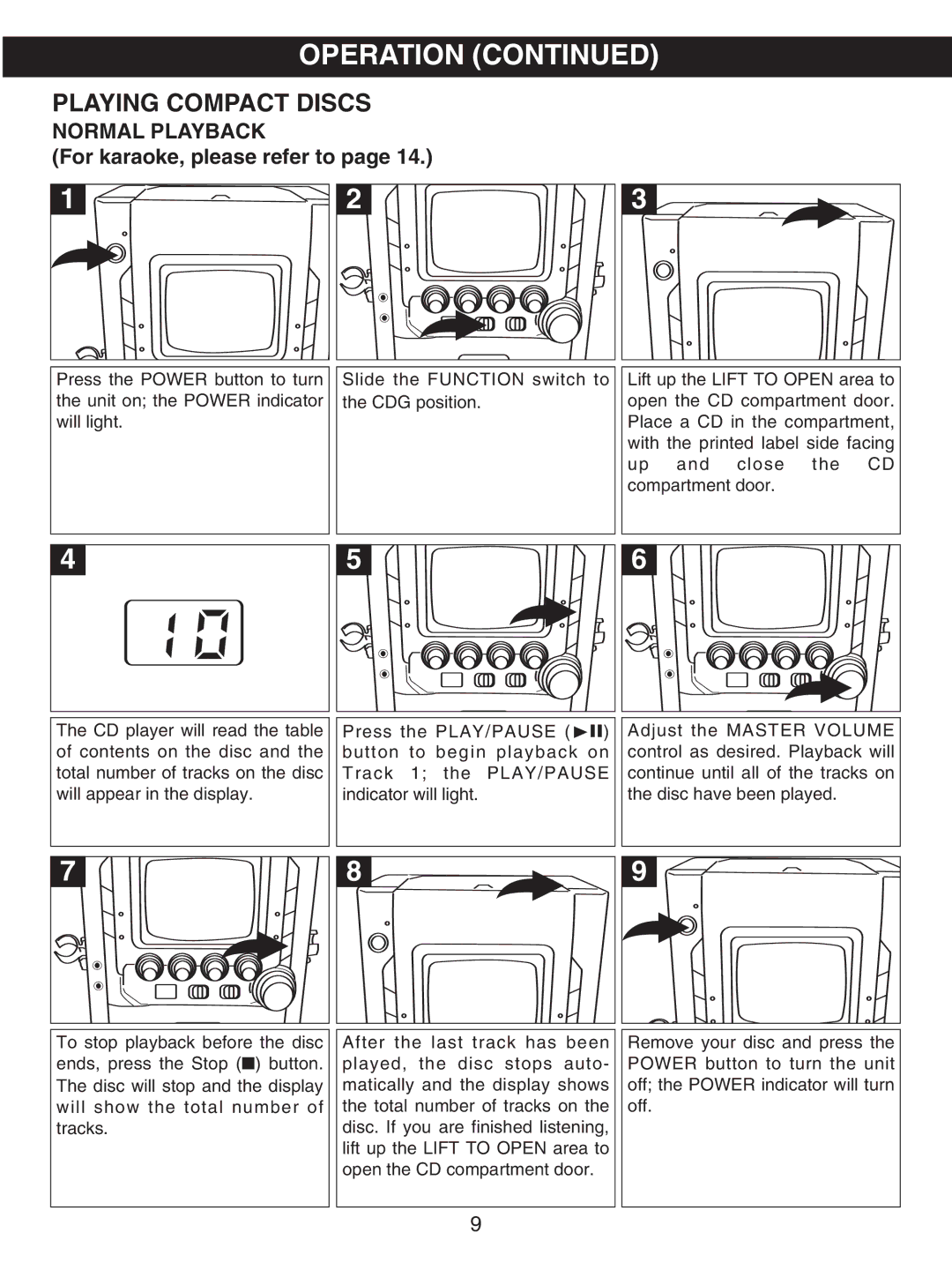 Memorex MKS5627 manual Playing Compact Discs, Normal Playback 