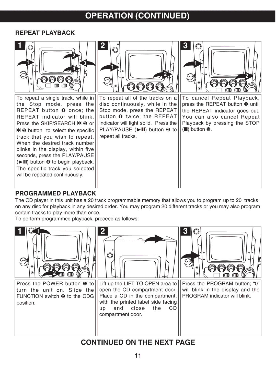 Memorex MKS5627 manual Repeat Playback, Programmed Playback 