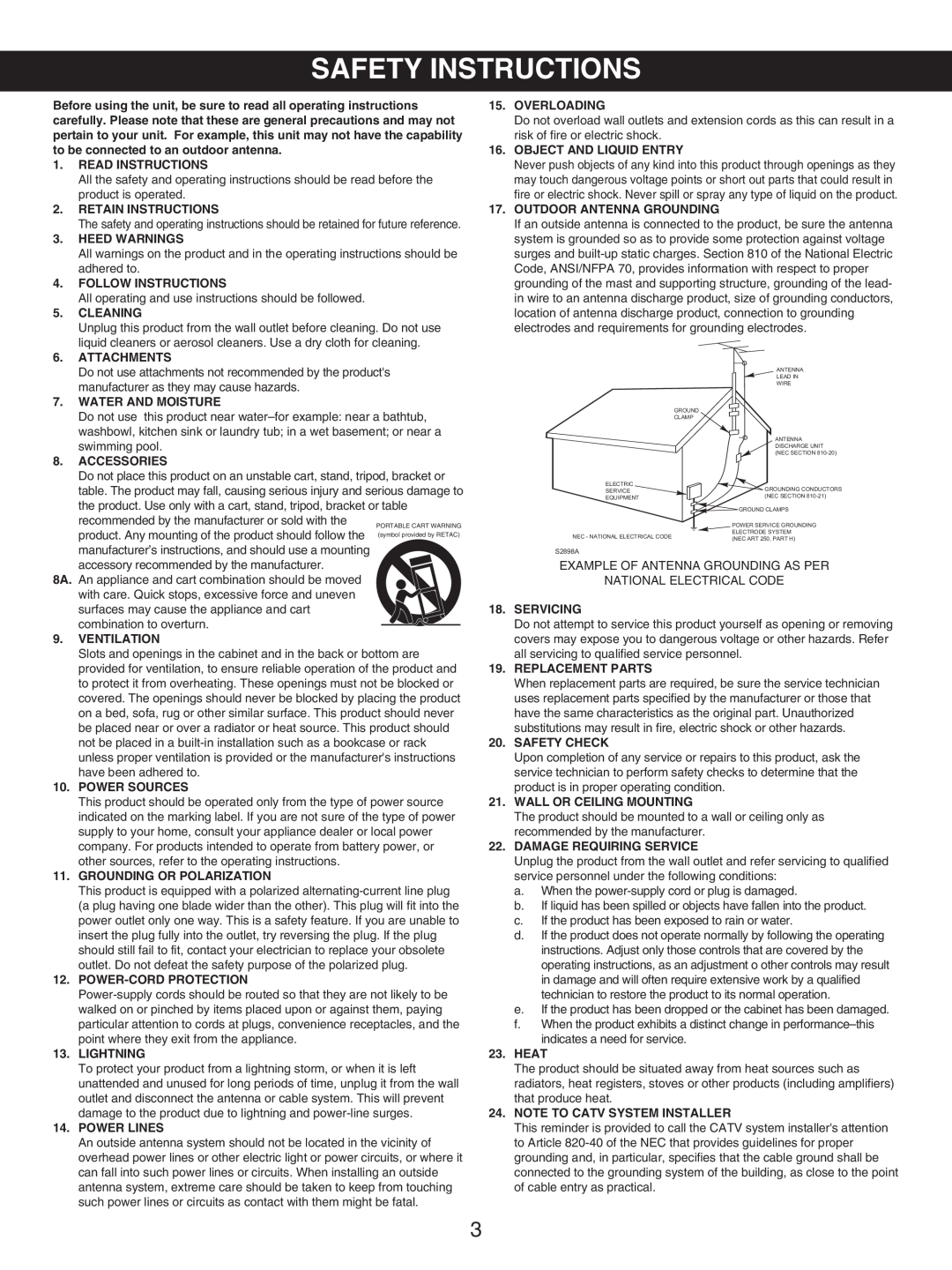 Memorex MKS5627 manual Safety Instructions 