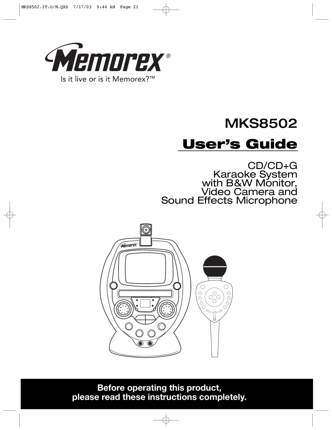 Memorex MKS8502 manual User’s Guide 