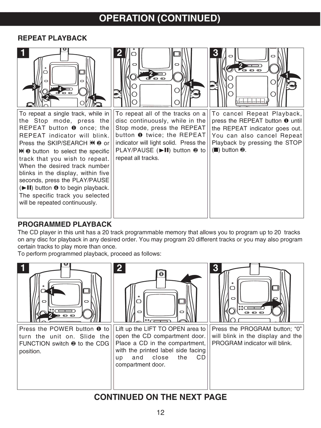 Memorex MKS8503 manual Repeat Playback, Programmed Playback 