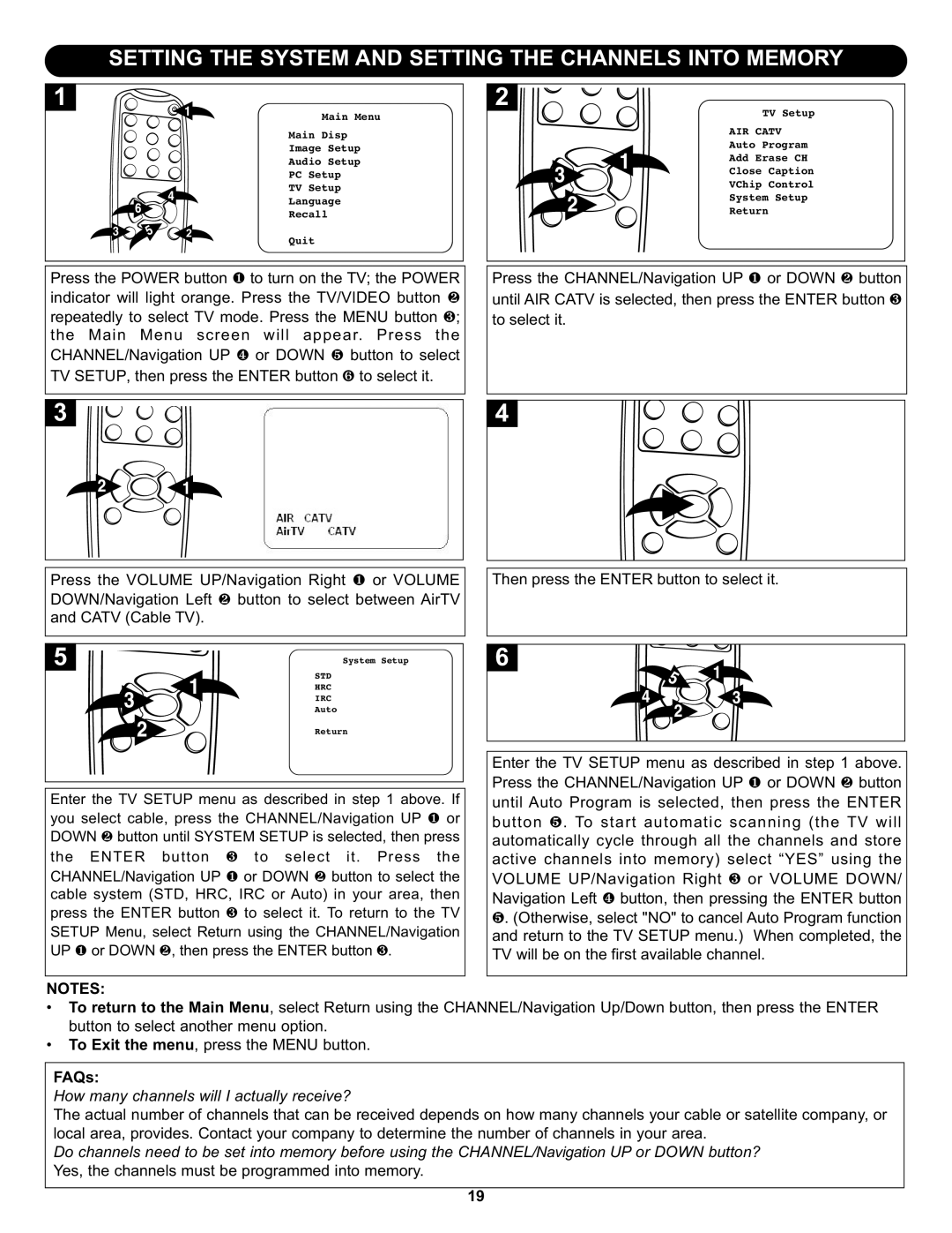 Memorex MLT1522 manual Setting the System and Setting the Channels Into Memory, How many channels will I actually receive? 