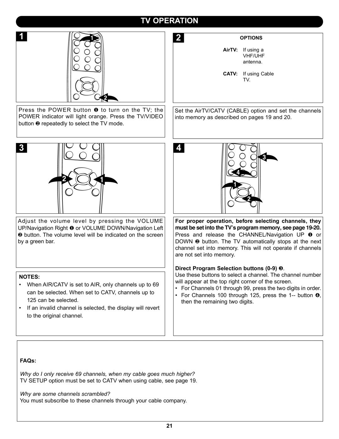 Memorex MLT1522 manual TV Operation 