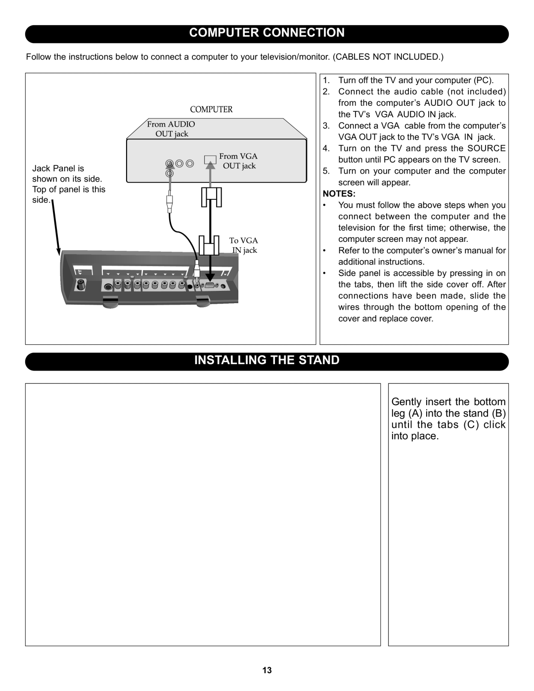 Memorex MLT1912 manual Installing the Stand 