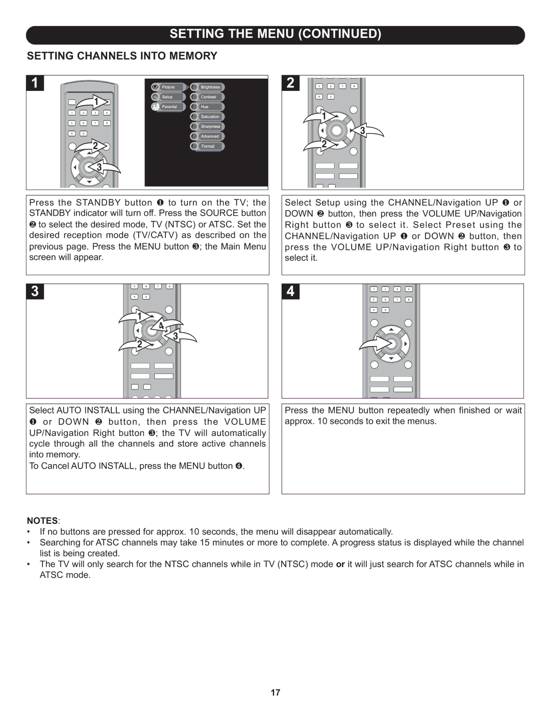 Memorex MLT1912 manual Setting Channels Into Memory 