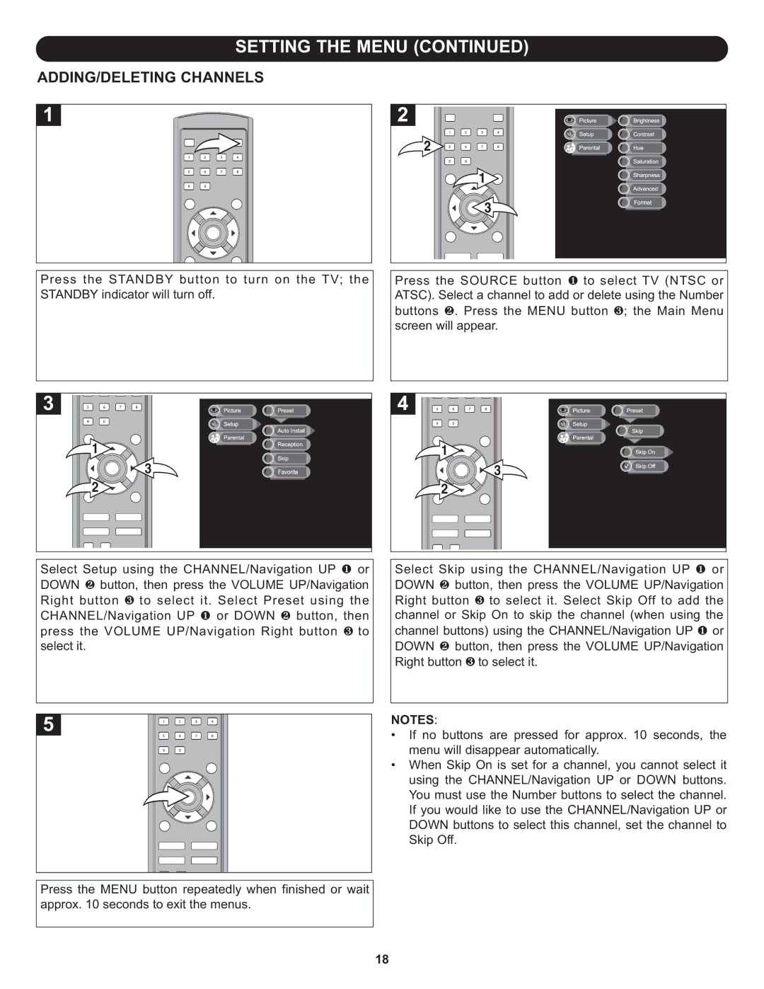 Memorex MLT1912 manual ADDING/DELETING Channels 