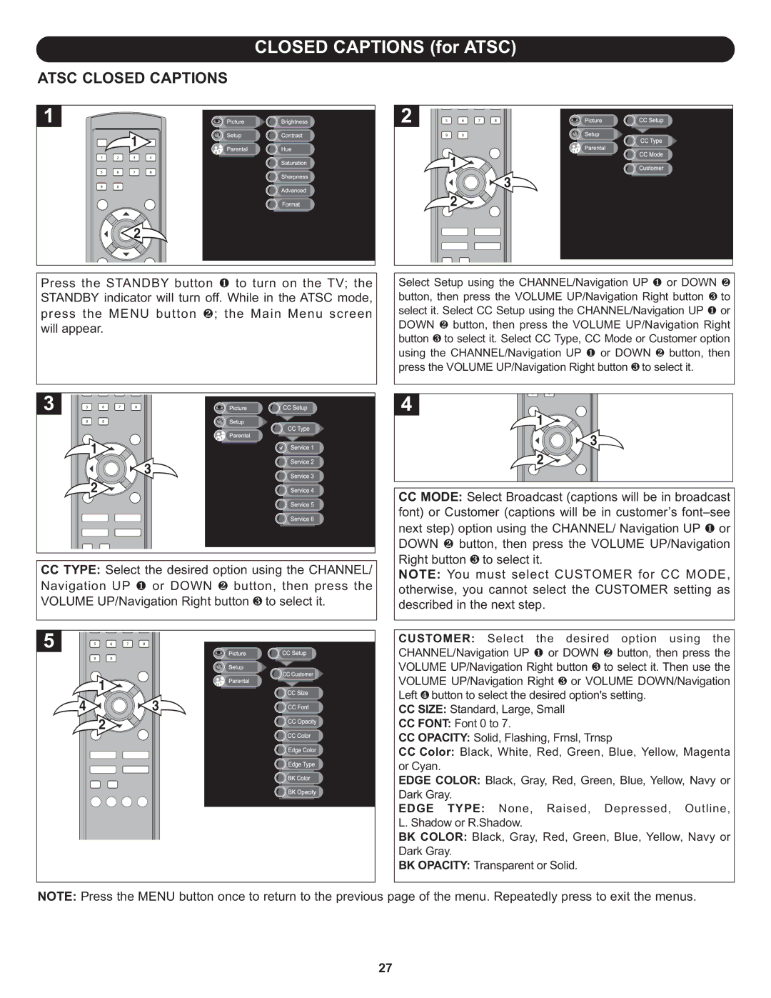 Memorex MLT1912 manual Atsc Closed Captions 