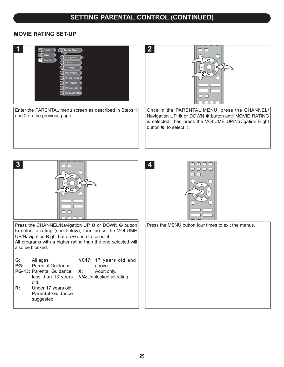 Memorex MLT1912 manual Movie Rating SET-UP, PG-13 