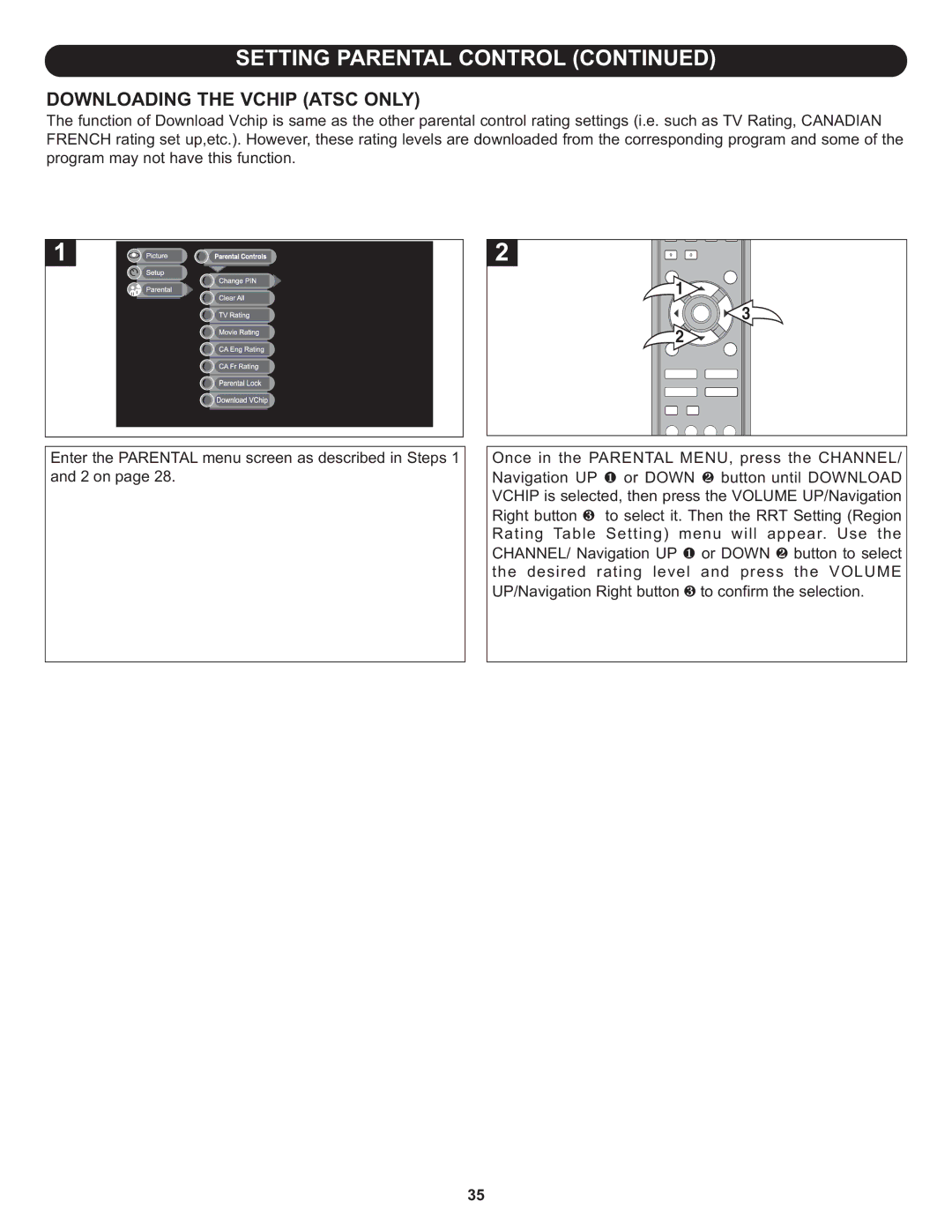 Memorex MLT1912 manual Downloading the Vchip Atsc only 