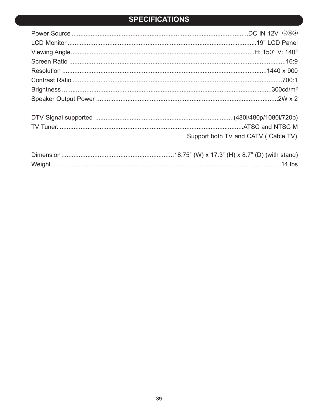 Memorex MLT1912 manual DC in 12V z 