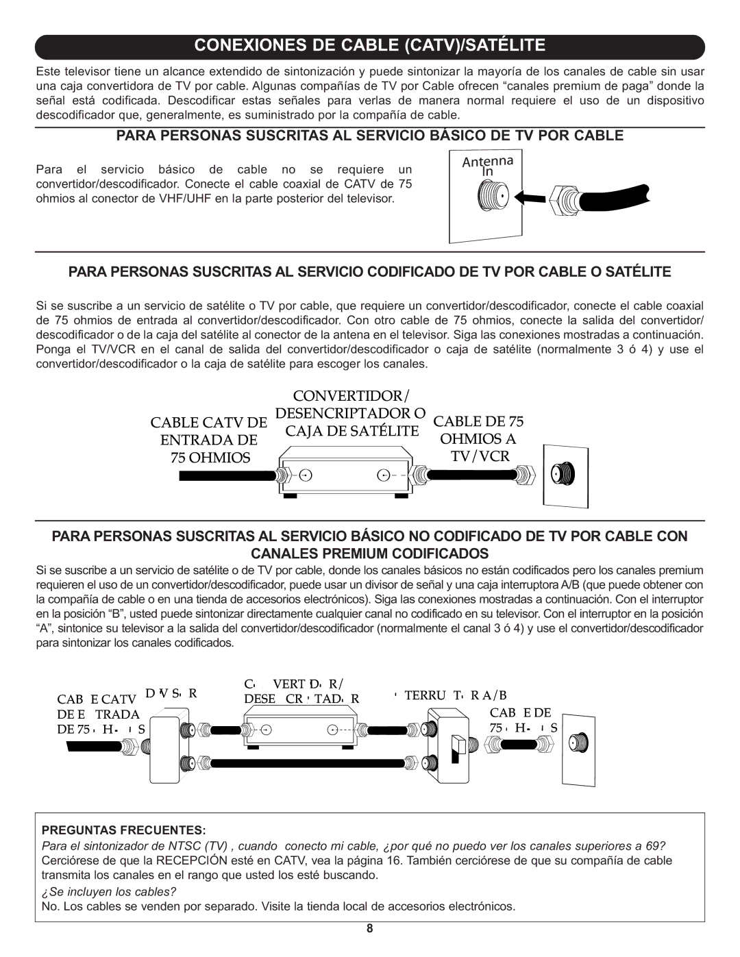 Memorex MLT1912 manual Para Personas Suscritas AL Servicio Básico DE TV POR Cable, Preguntas Frecuentes 