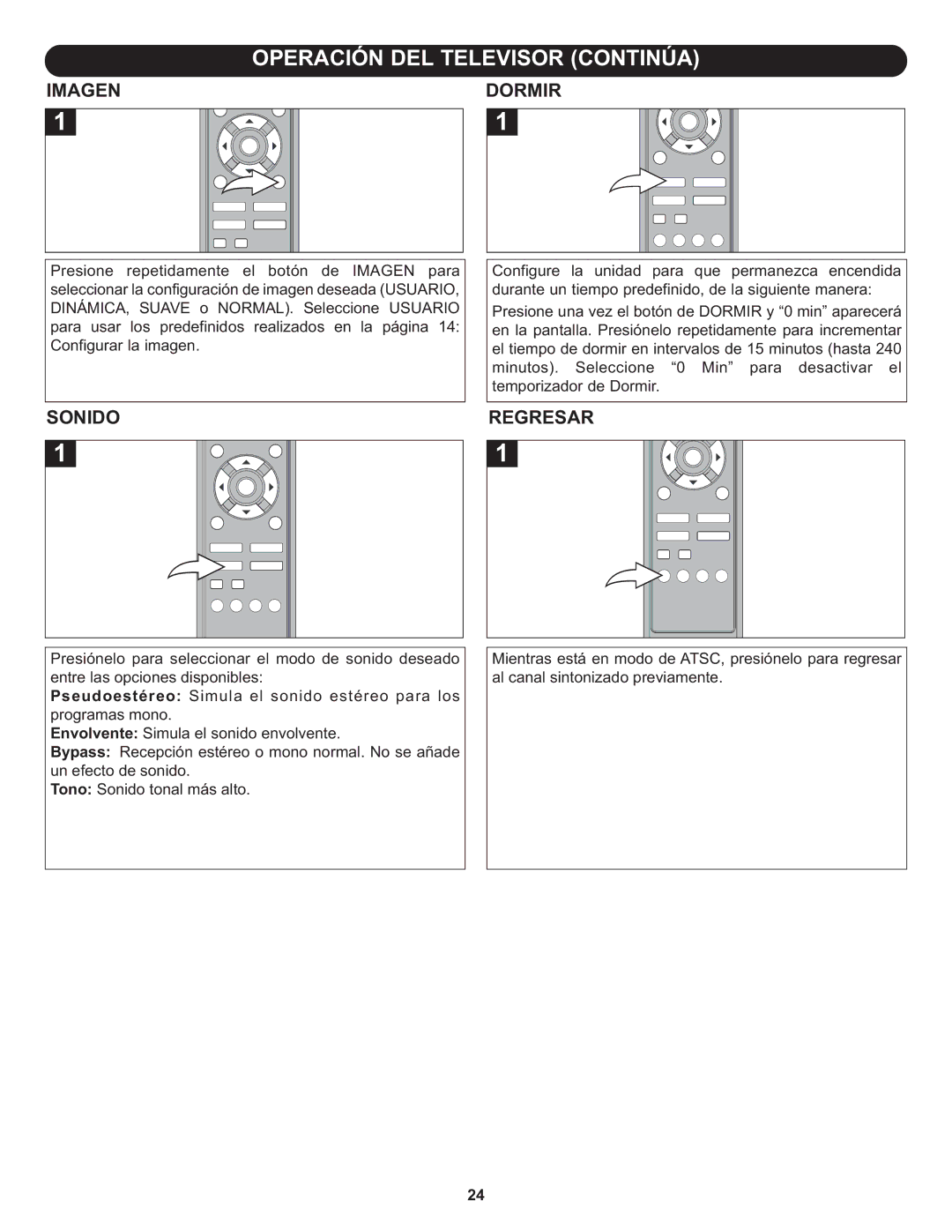 Memorex MLT1912 manual Imagen Dormir, Sonido, Regresar 