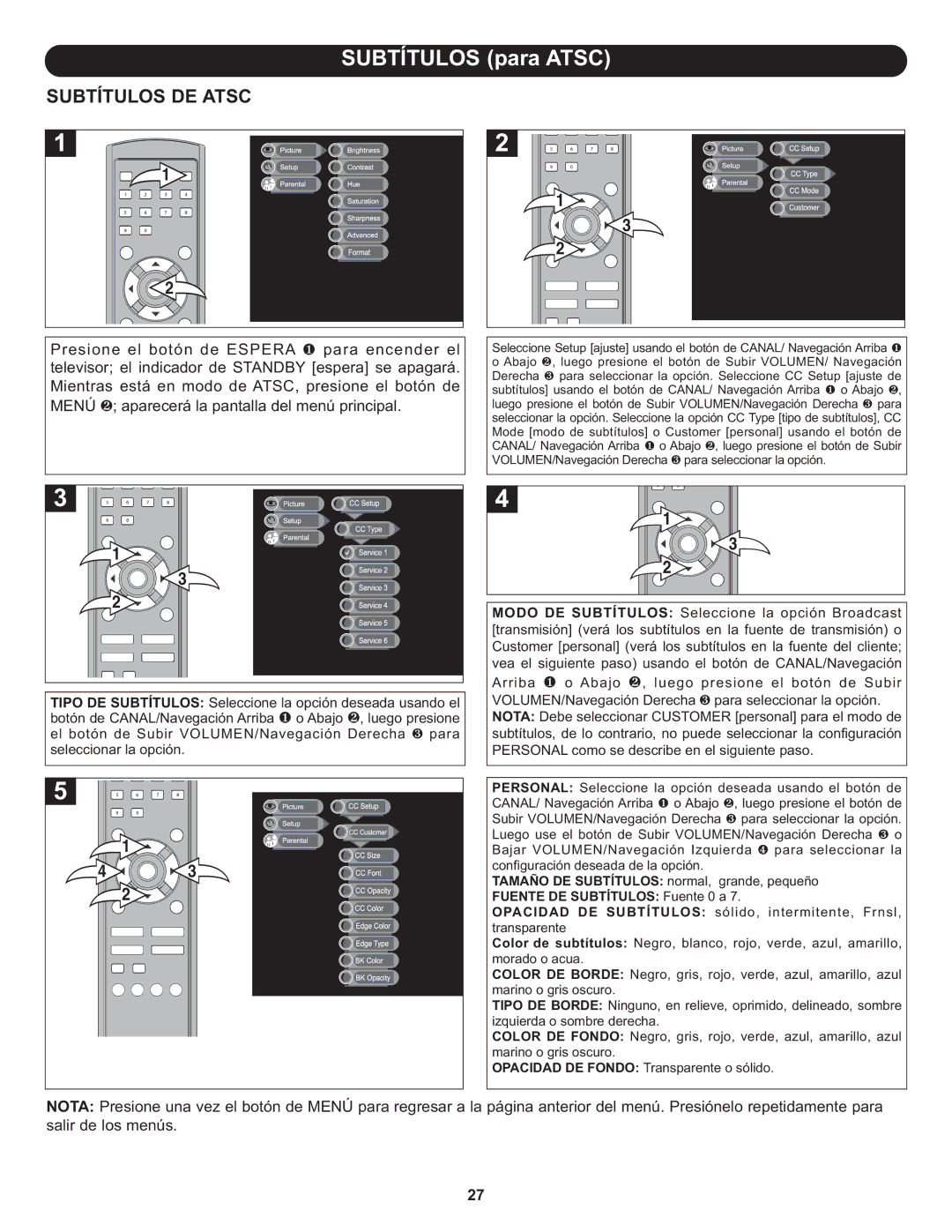 Memorex MLT1912 manual Subtítulos DE Atsc, Para encender el Presione el botón de Espera 