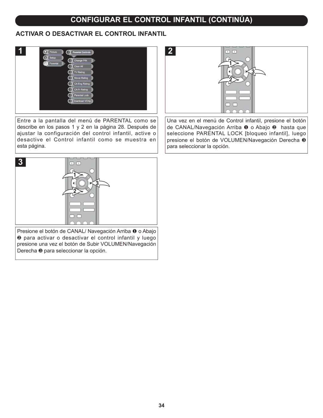 Memorex MLT1912 manual Activar O Desactivar EL Control Infantil 