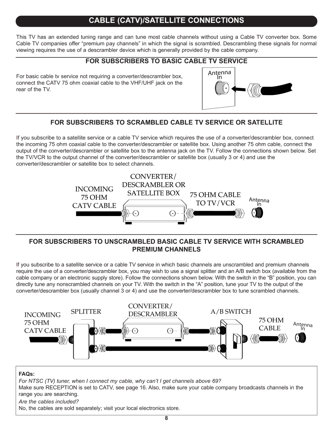 Memorex MLT1912 For Subscribers to Basic Cable TV Service, For Subscribers to Scrambled Cable TV Service or Satellite 