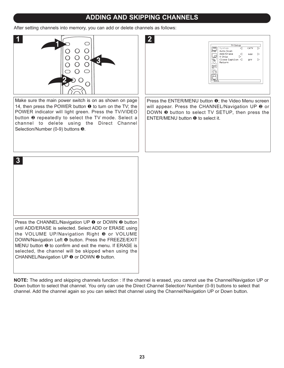 Memorex MLT2022 manual Adding and Skipping Channels 