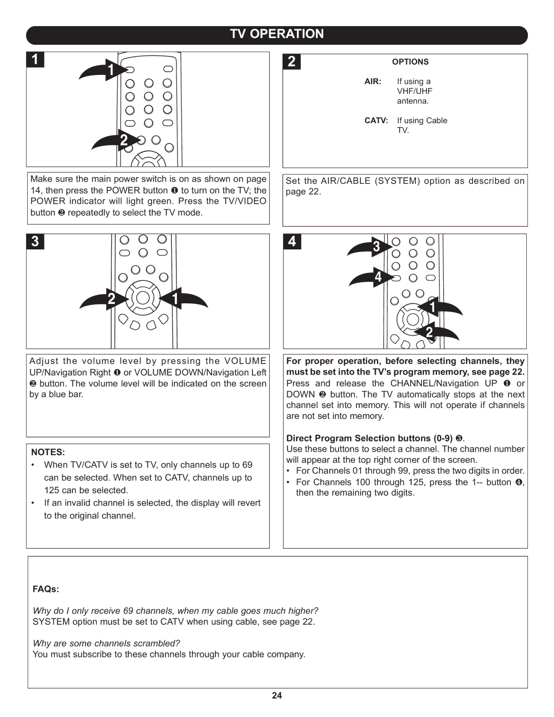 Memorex MLT2022 manual TV Operation 