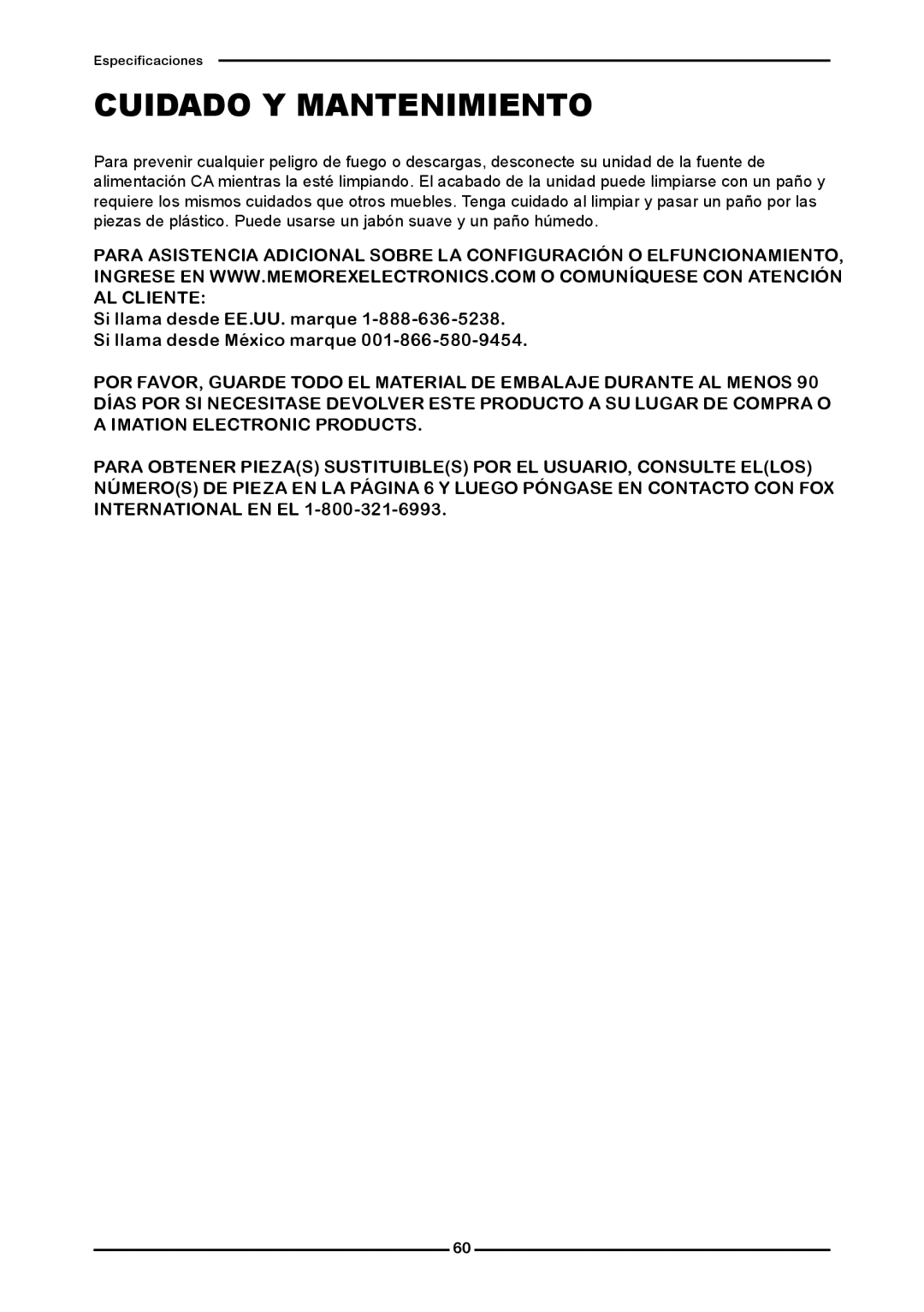 Memorex MLTD2622 manual Cuidado Y Mantenimiento 