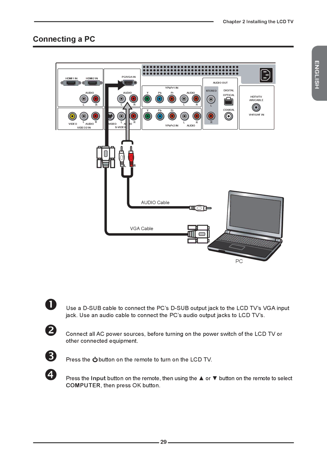 Memorex MLTD2622 manual Connecting a PC 