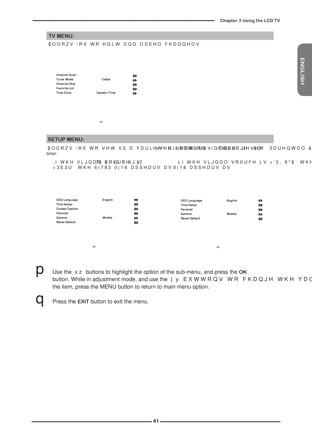 Memorex MLTD2622 manual TV Menu 