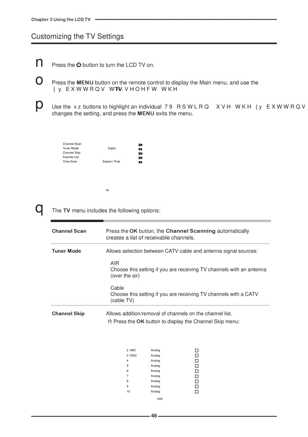 Memorex MLTD2622 manual Customizing the TV Settings, Creates a list of receivable channels 