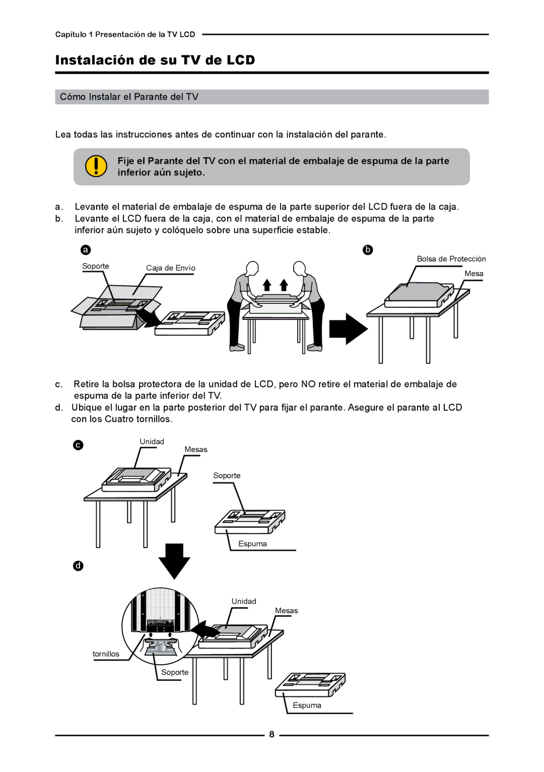 Memorex MLTD2622 manual Instalación de su TV de LCD 