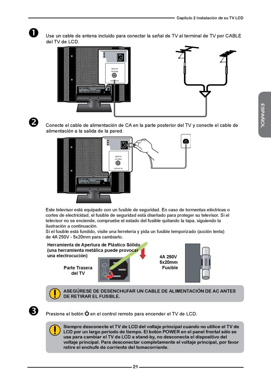 Memorex MLTD2622 manual Del TV 