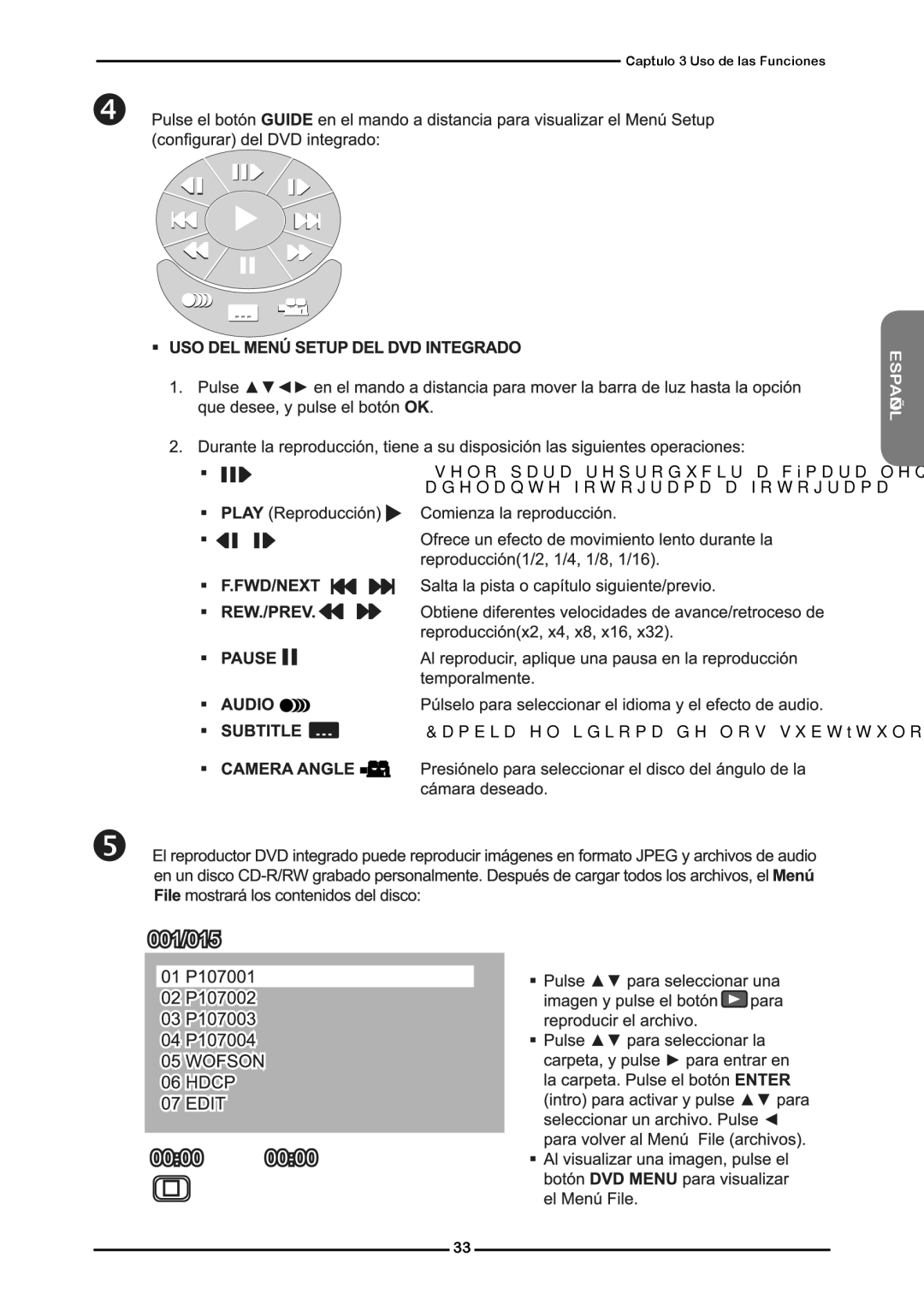 Memorex MLTD2622 manual Capítulo 3 Uso de las Funciones 