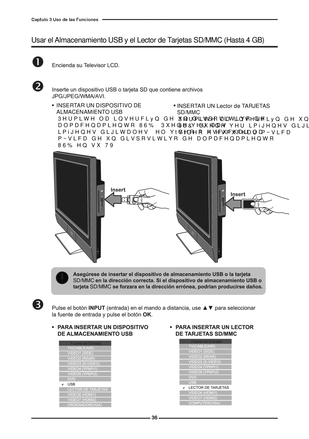 Memorex MLTD2622 manual Insertar UN Dispositivo DE Almacenamiento USB, Sd/Mmc Sd/Mmc 