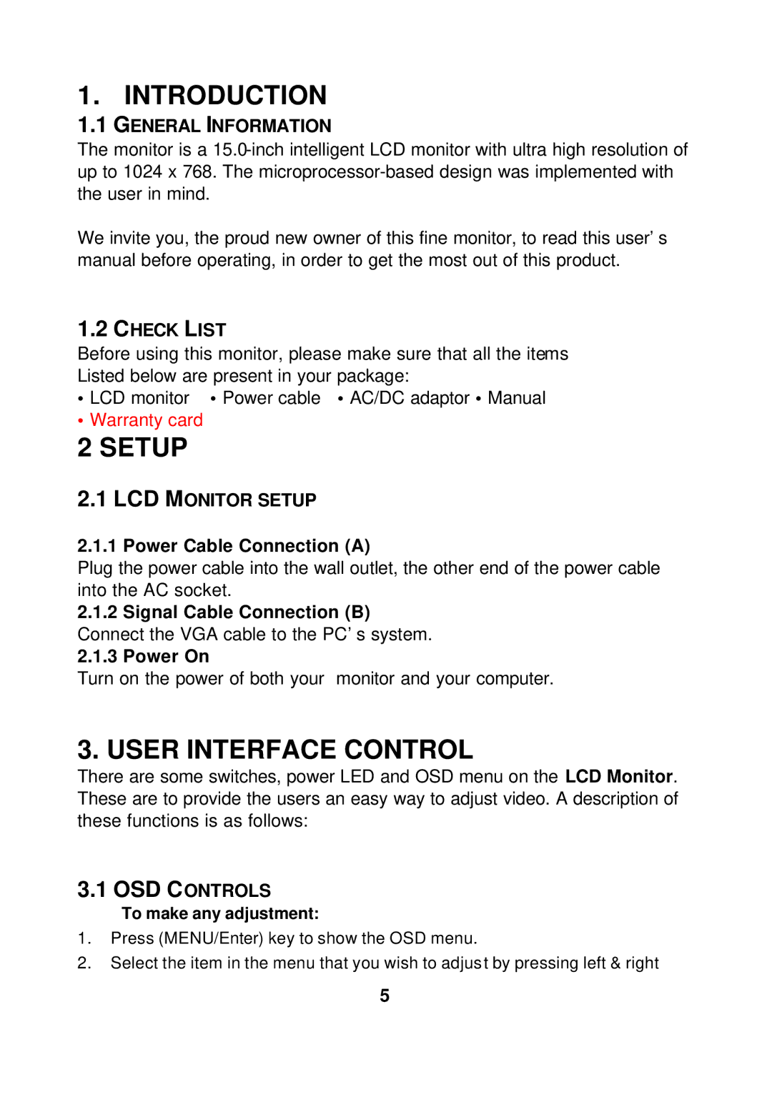 Memorex MM1540 manual Introduction, Setup, User Interface Control 