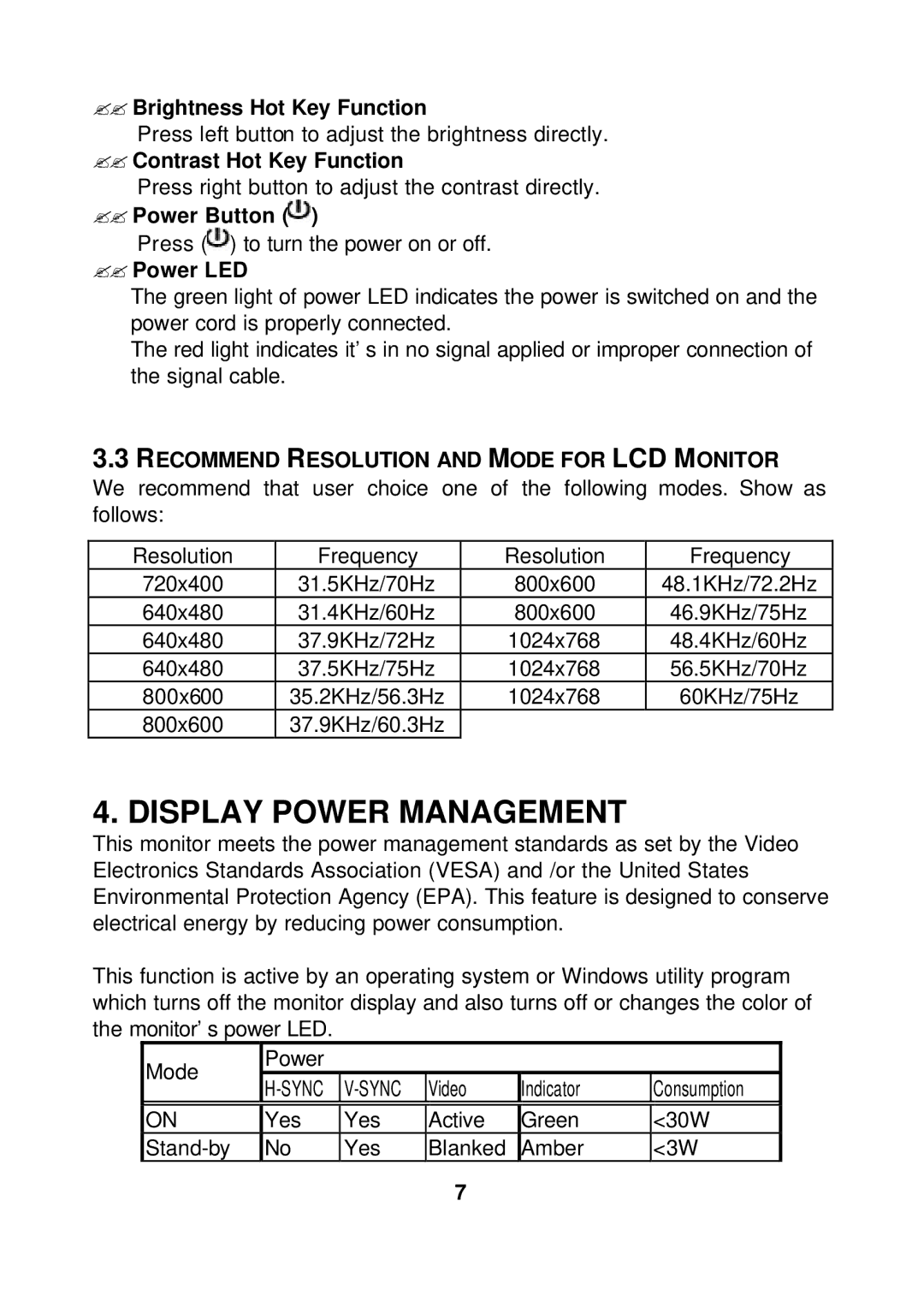 Memorex MM1540 manual Display Power Management, ?? Power LED 