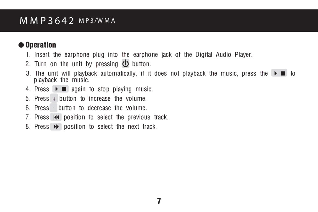 Memorex MMP3642 manual Operation 