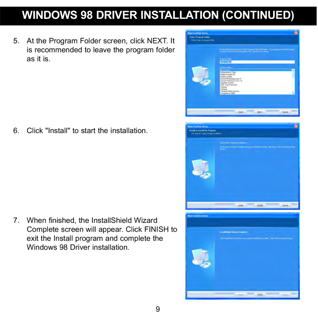 Memorex MMP3774 manual Windows 98 Driver Installation 