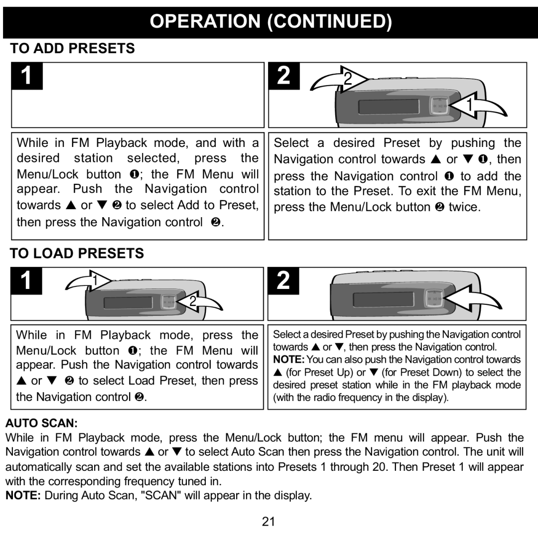 Memorex MMP3774 manual To ADD Presets, To Load Presets 