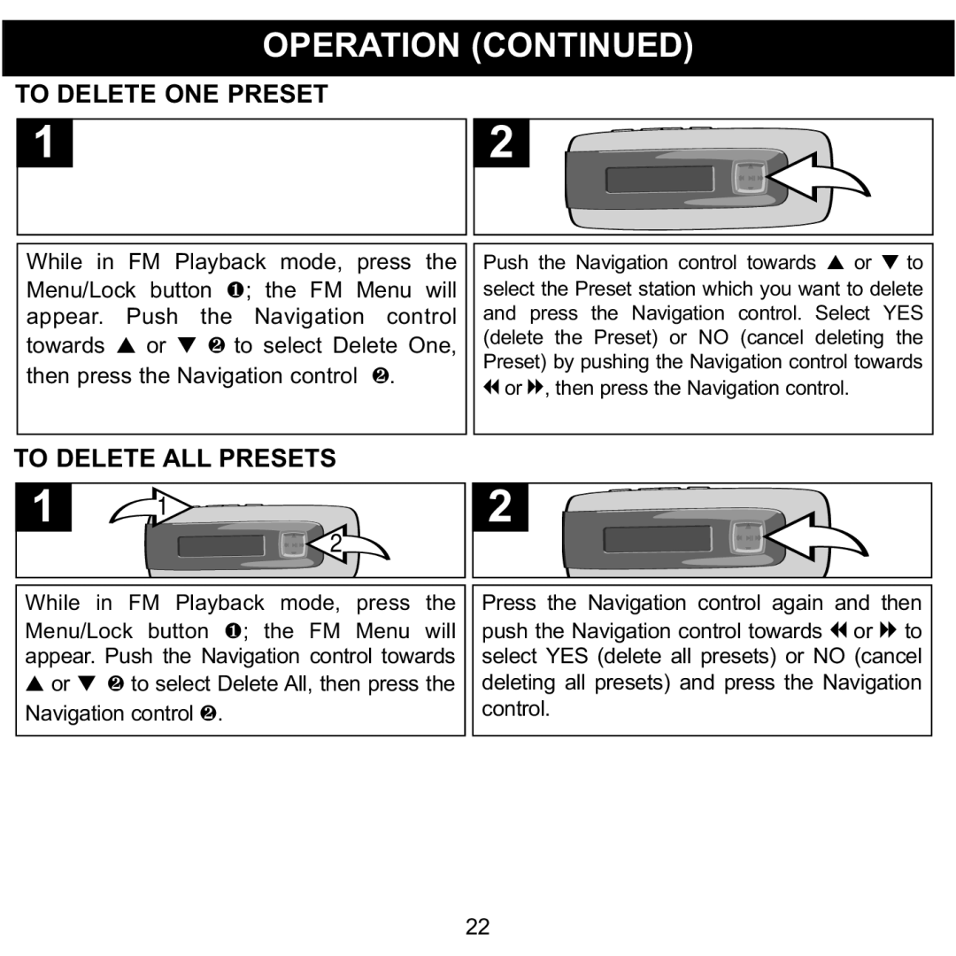 Memorex MMP3774 manual To Delete ONE Preset, To Delete ALL Presets 