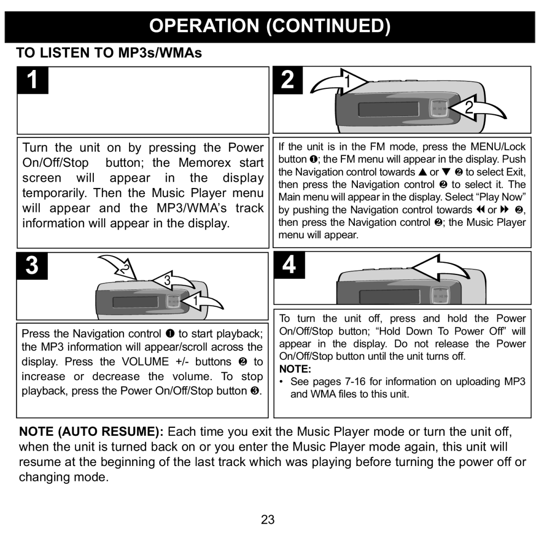 Memorex MMP3774 manual To Listen to MP3s/WMAs 