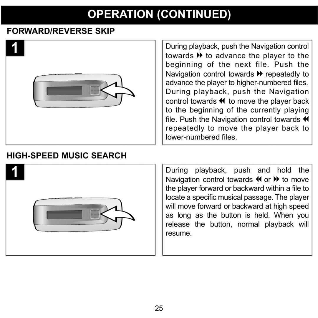 Memorex MMP3774 manual FORWARD/REVERSE Skip, HIGH-SPEED Music Search 