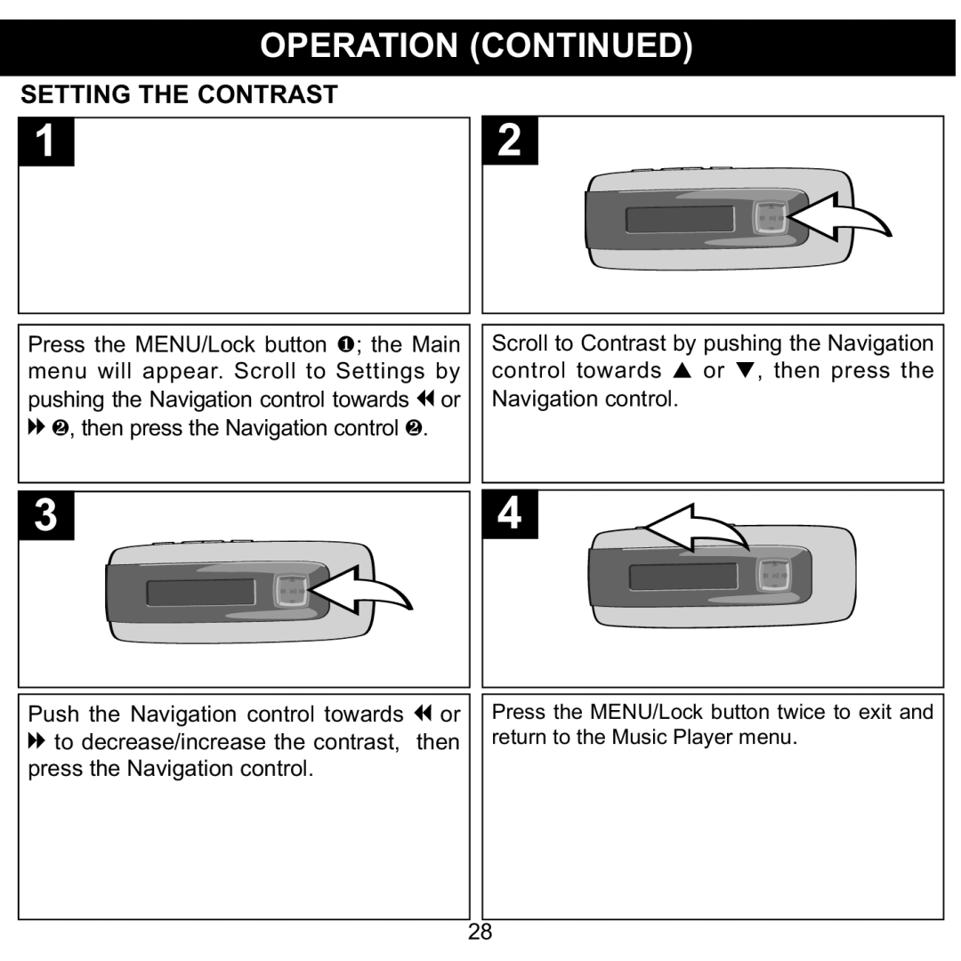 Memorex MMP3774 manual Setting the Contrast 