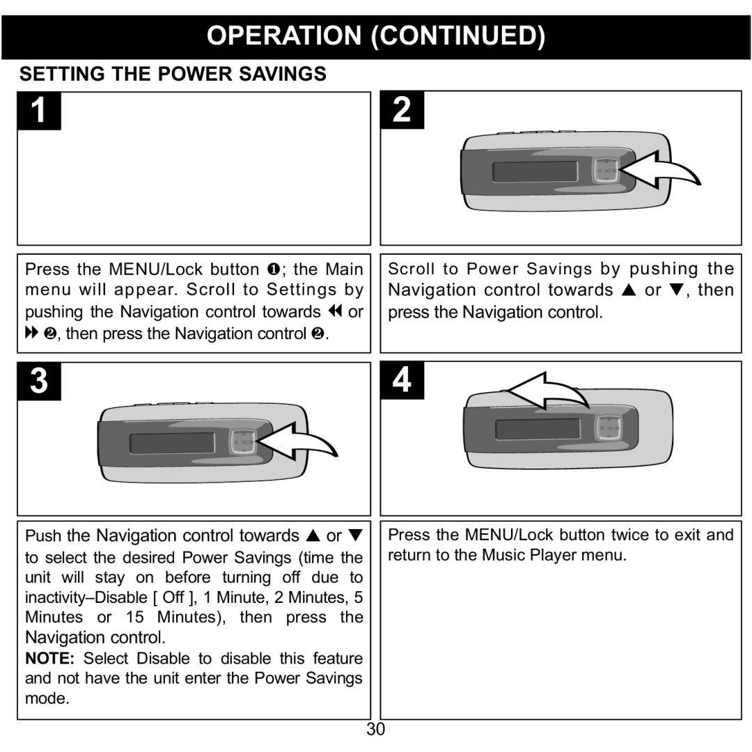 Memorex MMP3774 manual Setting the Power Savings 