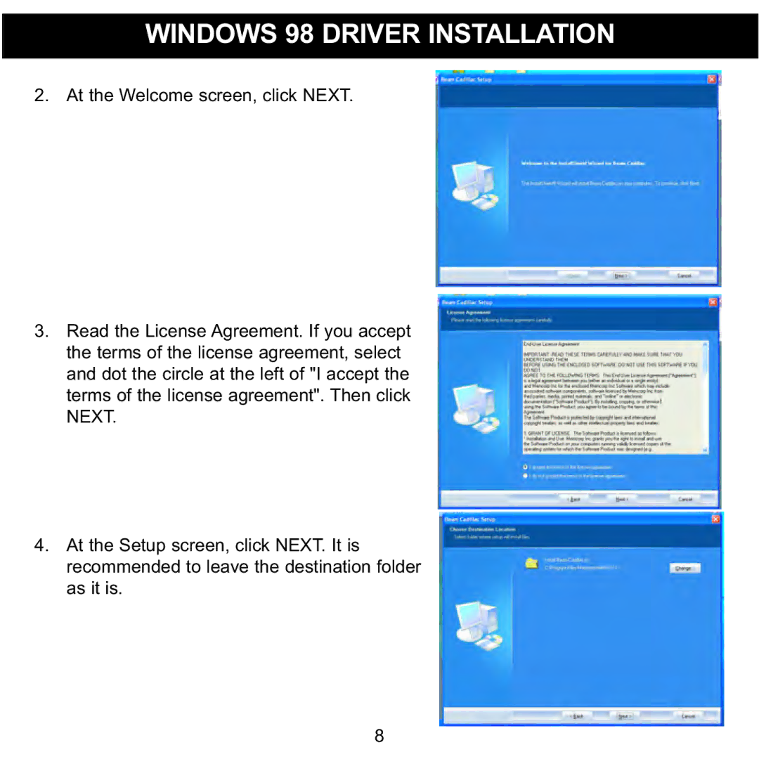 Memorex MMP3774 manual Windows 98 Driver Installation 