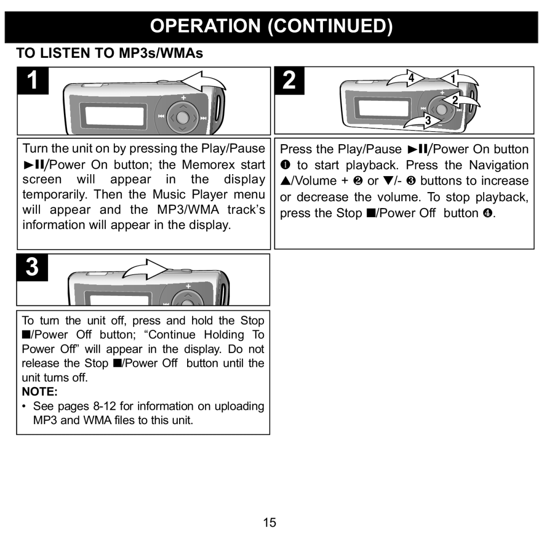 Memorex MMP3780 manual To Listen to MP3s/WMAs 