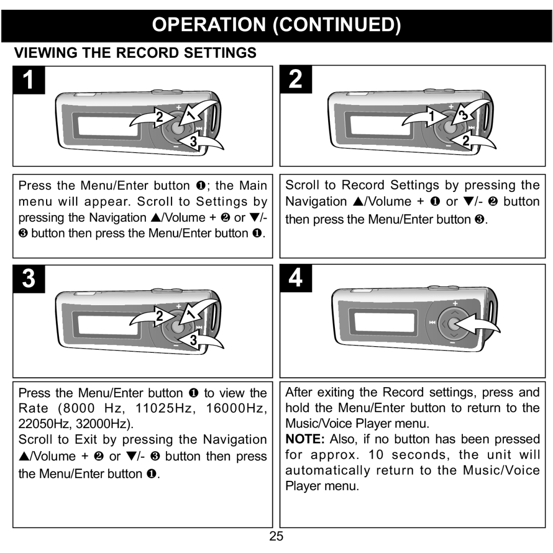 Memorex MMP3780 manual Viewing the Record Settings 