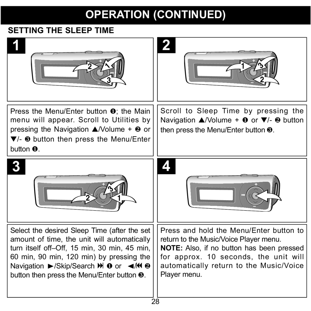 Memorex MMP3780 manual Setting the Sleep Time 