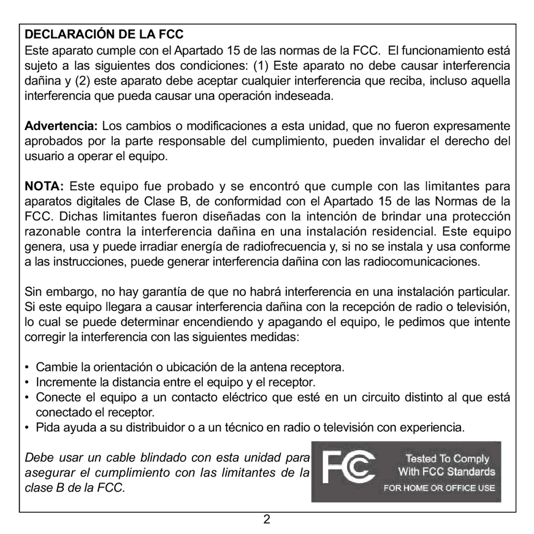 Memorex MMP3780 manual Declaración DE LA FCC 