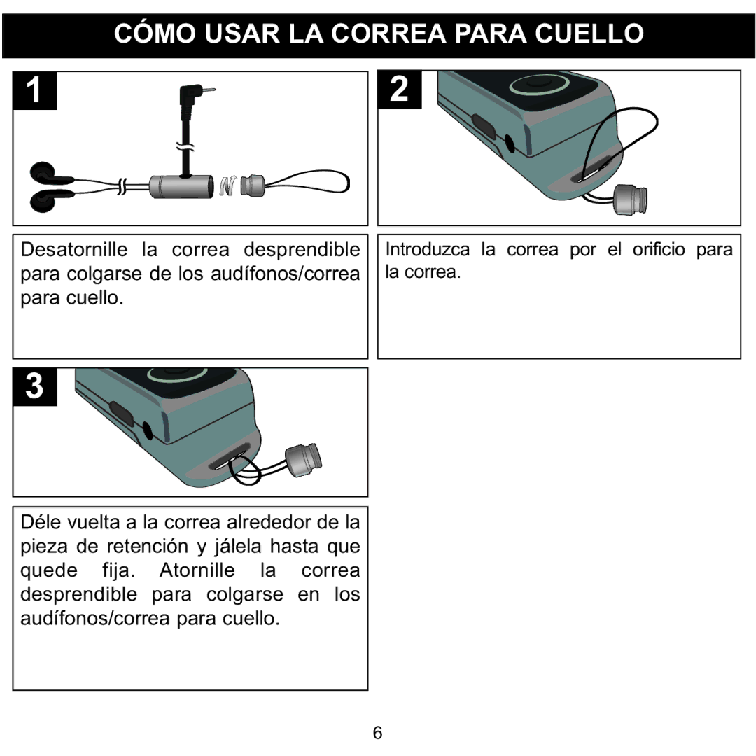 Memorex MMP3780 manual Cómo Usar LA Correa Para Cuello 